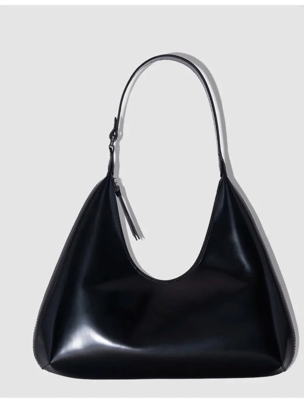 BY FAR Amber semi-patent shoulder bag